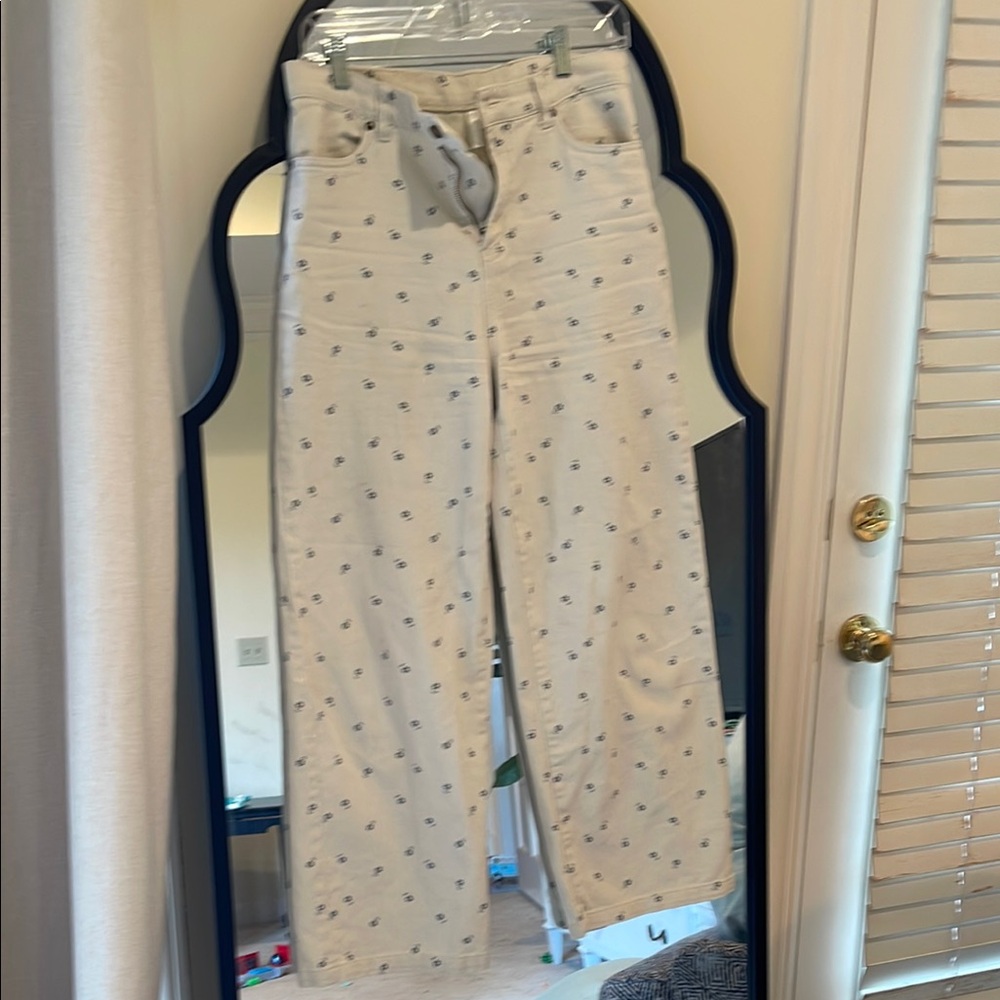 Cream Patterned Jeans